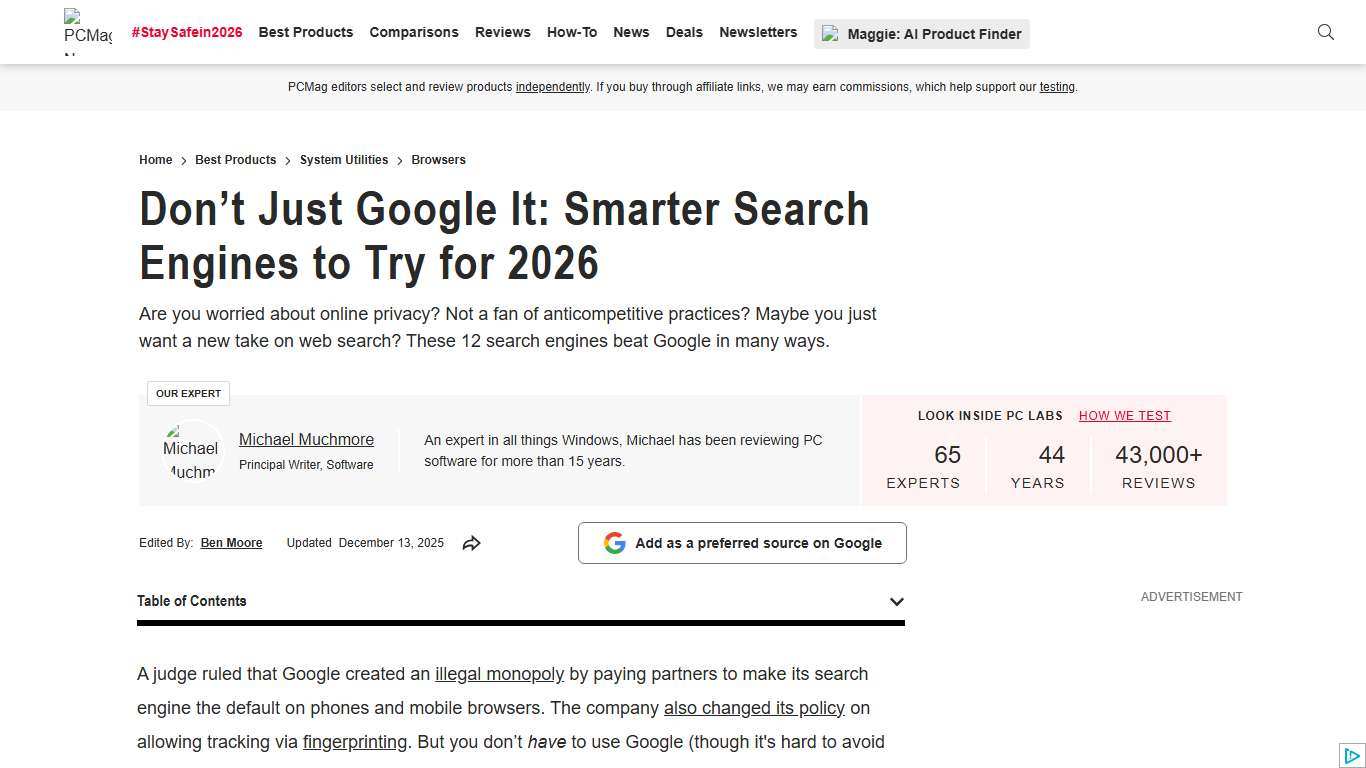 The Best Alternative Search Engines We've Tested for 2026 PCMag